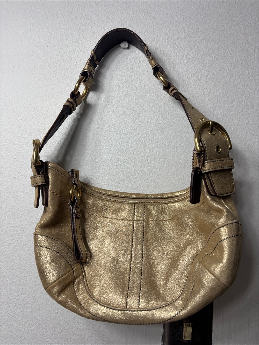 Coach Gold Metallic Leather Hobo Bag
